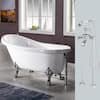 WOODBRIDGE Helena 59 in. Heavy Duty Acrylic Slipper Clawfoot Bath Tub in White with Faucet, Claw Feet, Drain & Overflow in Chrome HBT7016