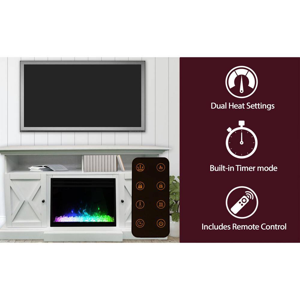 Summit White MDF Electric Fireplace TV Stand with LED Lights
