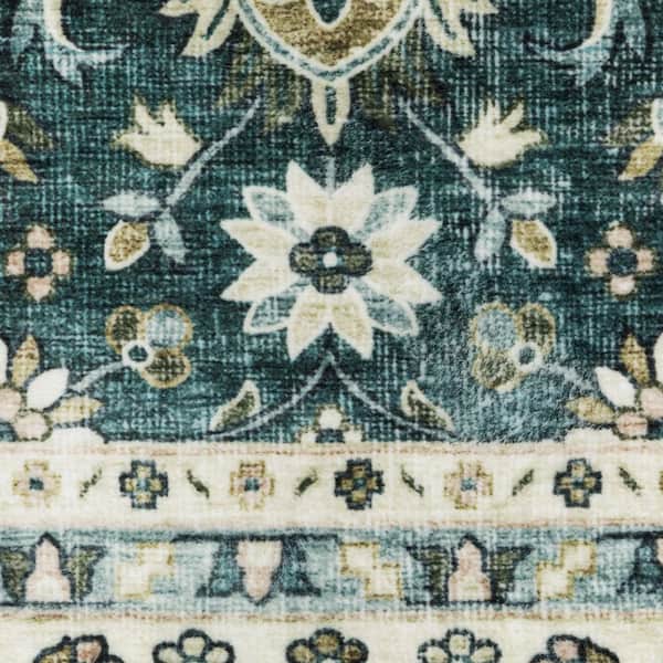8 ft. x 11 ft. Gold, Ivory Medallion Washable Area Rug