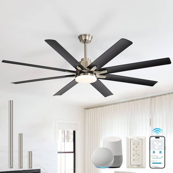 Sofucor 52 in. Indoor/Outdoor Nickel Smart Ceiling Fan with LED Light and Remote App Control