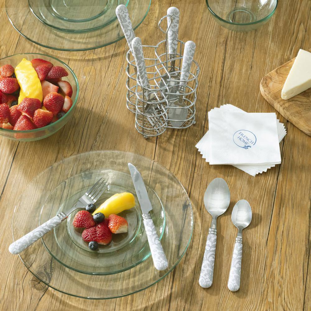 French Home French Home Bistro 16-Piece Stainless Steel Flatware Set, Service for 4, Lace Overlay
