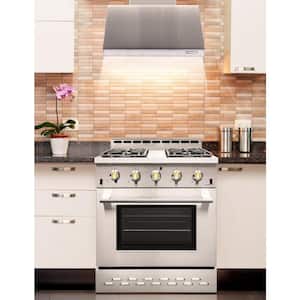 Entree Bundle 30 in. 4.5 cu.ft. Pro-Style Gas Range with Convection Oven and Range Hood in Stainless Steel and Gold