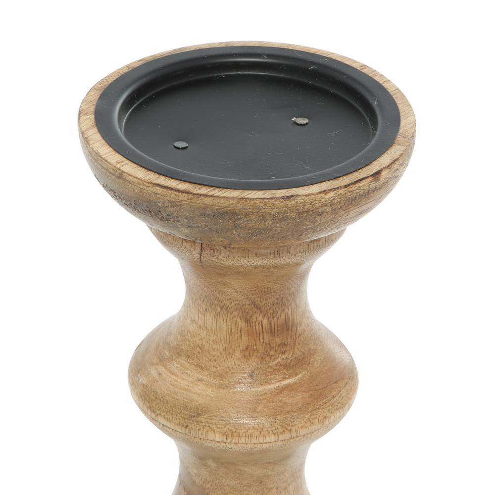 Boho-Chic Weathered Wood Pillar Candle Stick Set