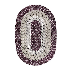 Country Stripe Braid Collection Burgundy Stripe 20" x 30" Oval 100% Polypropylene Reversible Area Rug