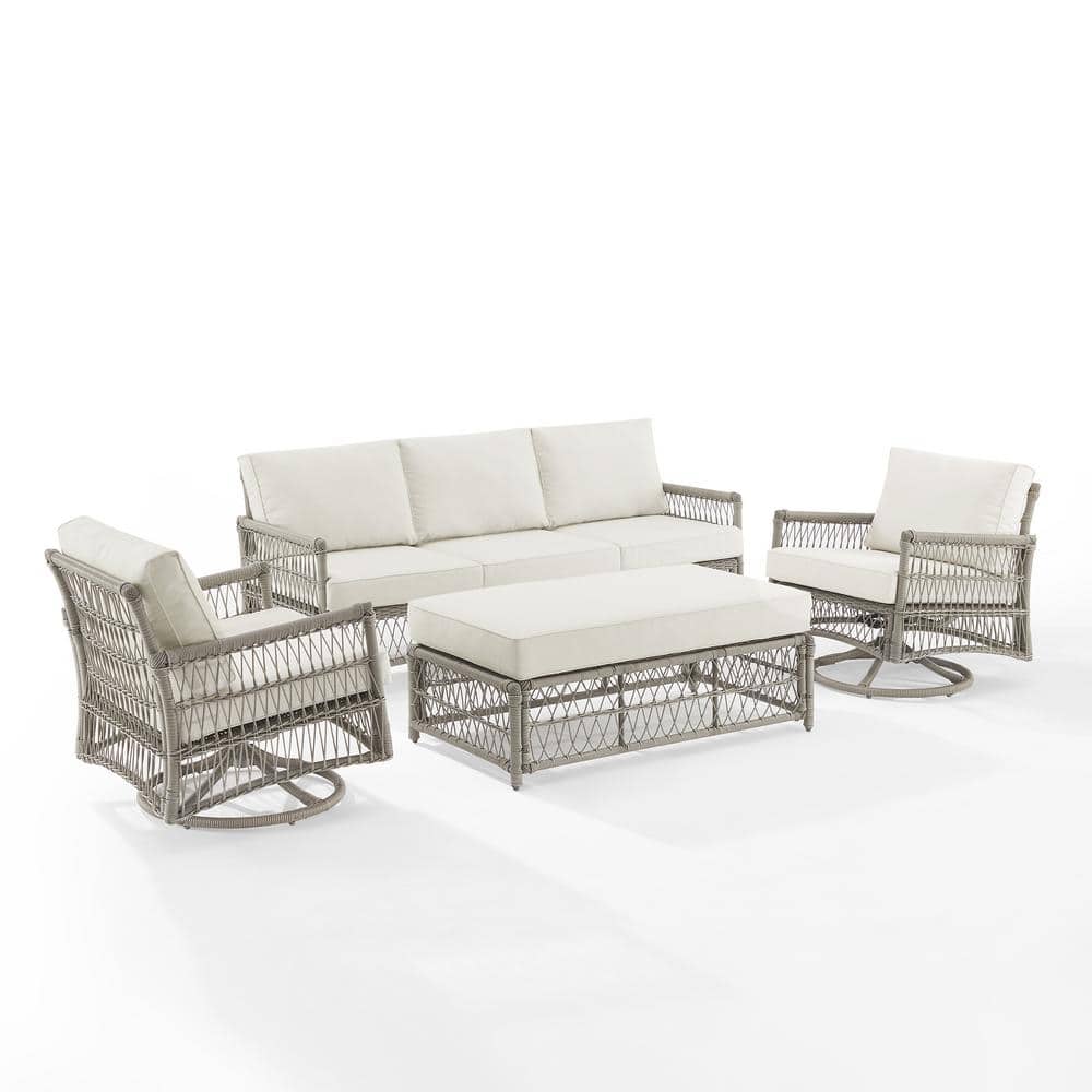 CROSLEY FURNITURE Thatcher Driftwood 4Piece Wicker Patio Conversation