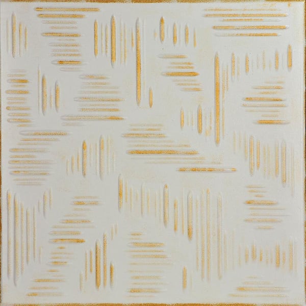 A La Maison Ceilings Country Wheat White Washed Gold 1.6 ft. x 1.6 ft. Decorative Foam Glue Up Ceiling Tile (21.6 sq. ft./case)