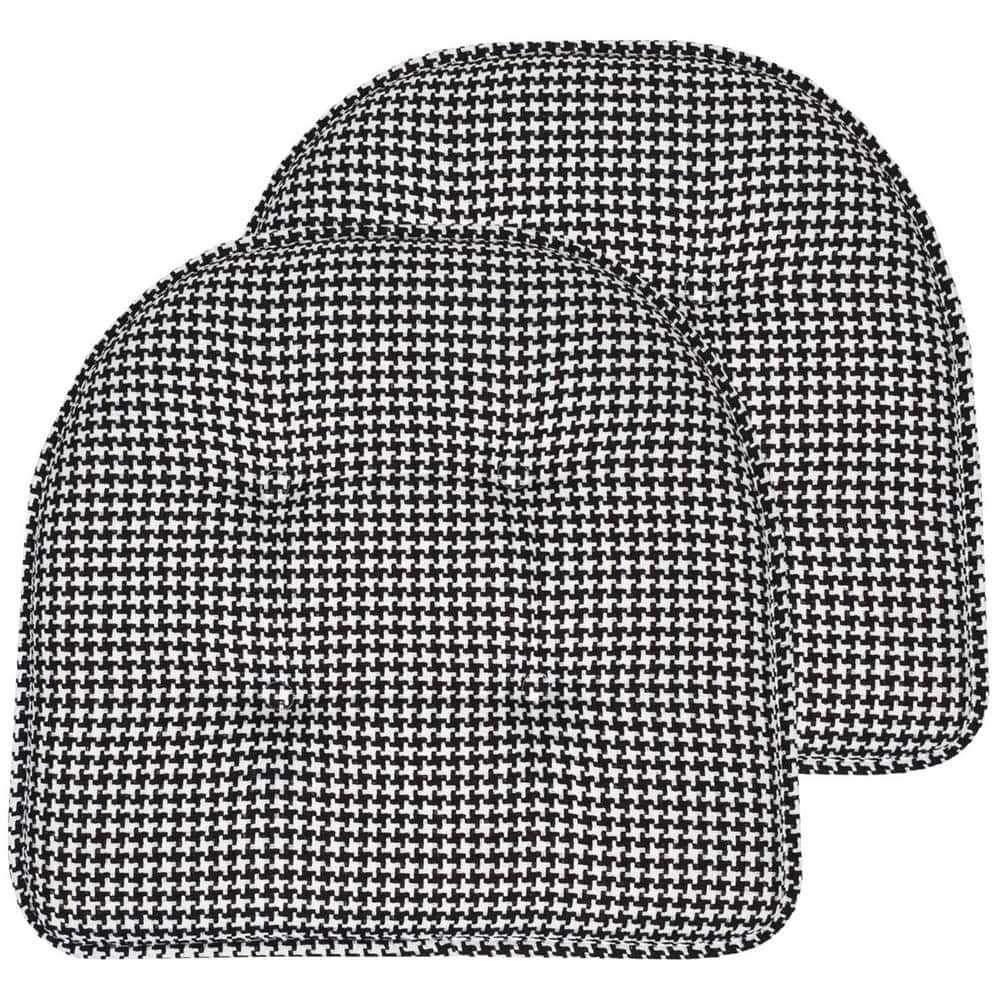 Black, Houndstooth Stitch Memory Foam U-Shaped 16 in. x 16 in. Non-Slip Indoor/Outdoor Chair Seat Cushion (2-Pack) price history on PriceWatchPro