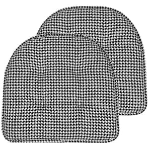 Black, Houndstooth Stitch Memory Foam U-Shaped 16 in. x 16 in. Non-Slip Indoor/Outdoor Chair Seat Cushion (4-Pack)