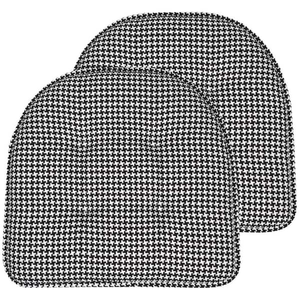 Sweet Home Collection Black, Houndstooth Stitch Memory Foam U-Shaped 16 in. x 16 in. Non-Slip Indoor/Outdoor Chair Seat Cushion (4-Pack)