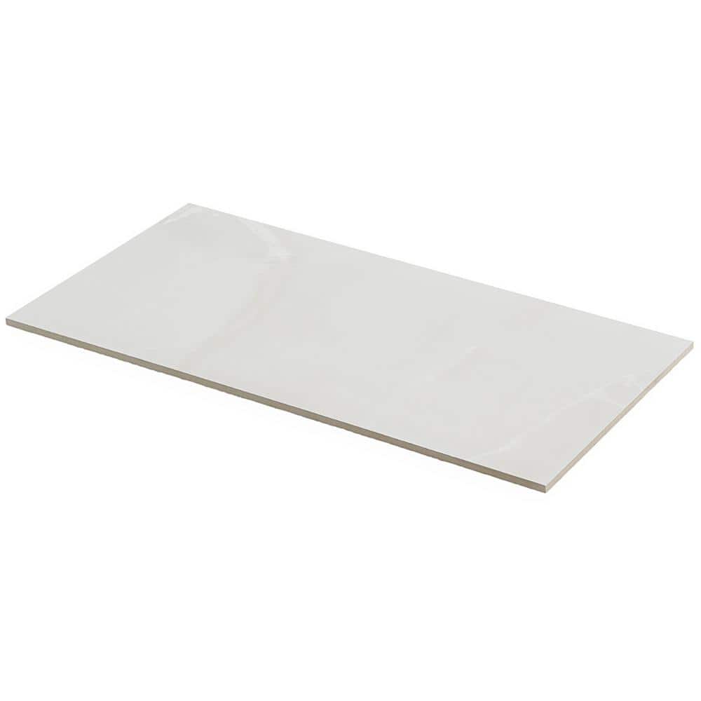 Saroshi 12" x 24" Matte White Porcelain Marble Look Tile