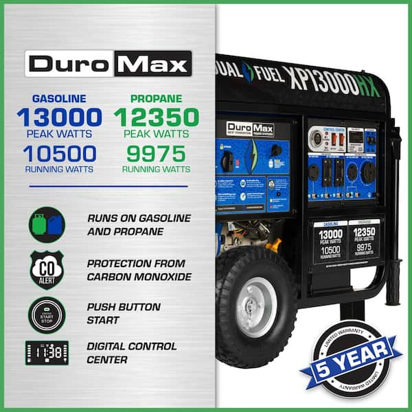 Generador a Gasolina y Gas Propano DuroMAx de 13000 W/13Kw