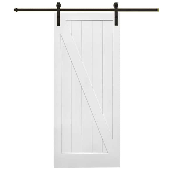 MMI DOOR 36 in. x 84 in. Primed Z-Plank MDF Sliding Barn Door with Hardware Kit