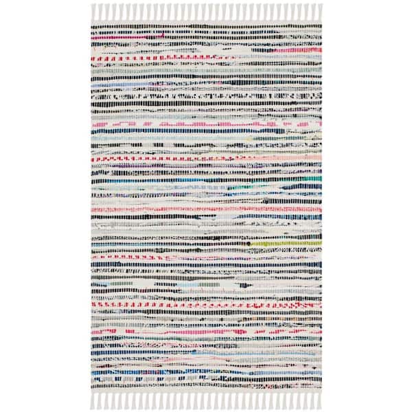 SAFAVIEH Rag Rug Ivory/Multi Doormat 2 ft. x 3 ft. Gradient Solid Striped Area Rug