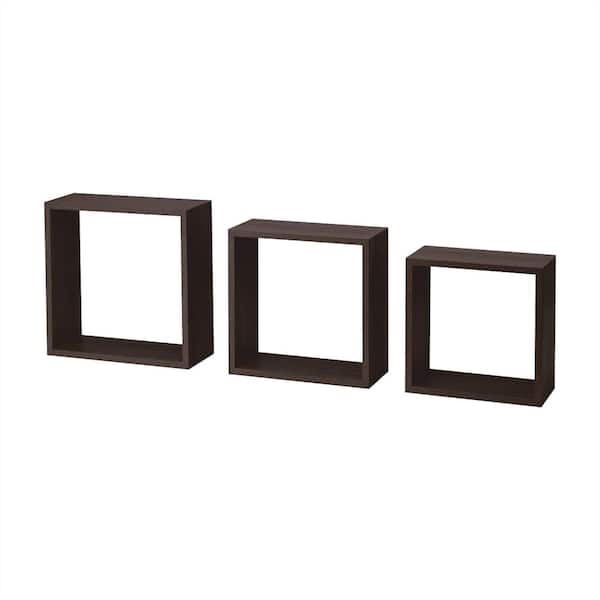 Dolle FRAME 11.8 in. x 11.8 in. x 4.6 in. Espresso Decorative Wall Shelf Set with Brackets