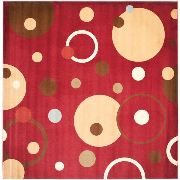 SAFAVIEH Porcello Red/Multi 7 ft. x 7 ft. Square Geometric Area Rug