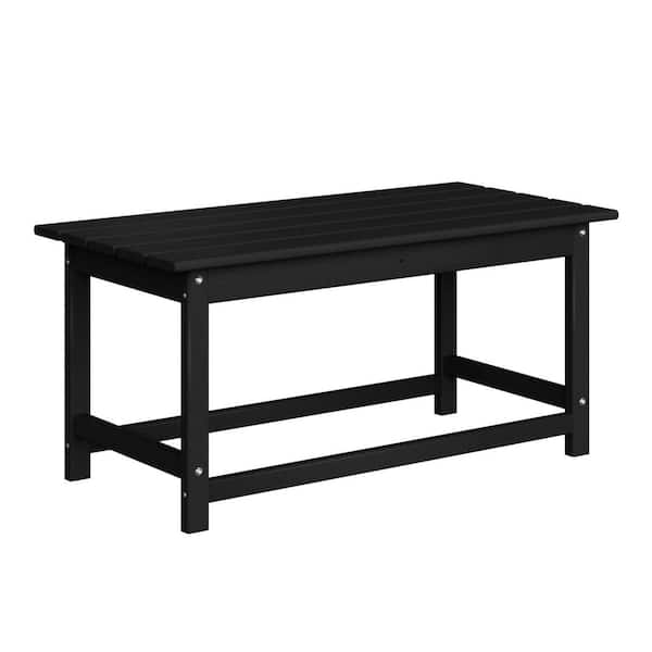 WESTIN OUTDOOR Mason Black Poly Plastic Fade Resistant Outdoor Patio Rectangle Adirondack Coffee Table