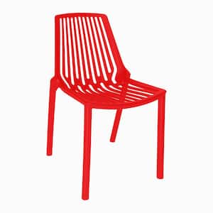 Acken Modern Stackable Dining Side Chair with Plastic Seat and Legs (Red)