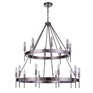 Larrson 18-Light Brushed Polished Nickel Finish Transitional Chandelier for Kitchen/Dining/Foyer, No Bulbs Included
