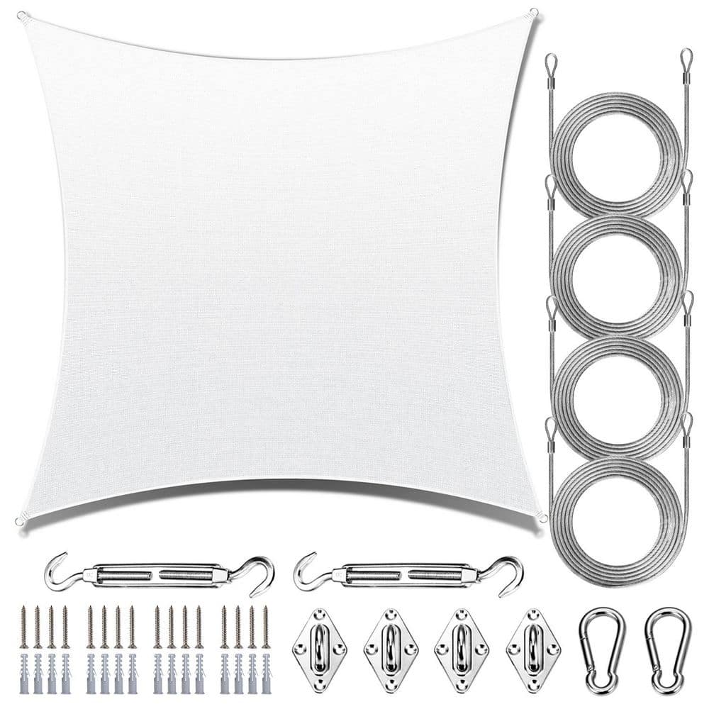 16 ft. x 16 ft. Square Sun Shade Sail with Hardware Kit and Rope-White price history on PriceWatchPro