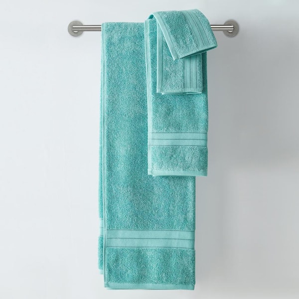 Blue Loom Lilly Cotton & Rayon from Bamboo 6 Piece Towel Set, Mineral Blue