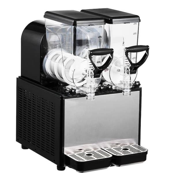 Commercial Slushie Machine, 406 oz. Tank Frozen Drink Maker with Self-Cleaning, Black Snow Cone Machine, Stainless Steel