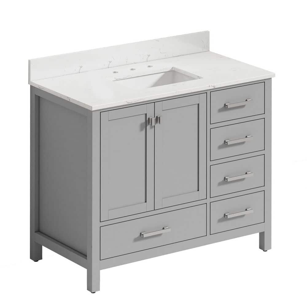 42 in. Freestanding Gray Bath Vanity with White Marble Top price history on PriceWatchPro