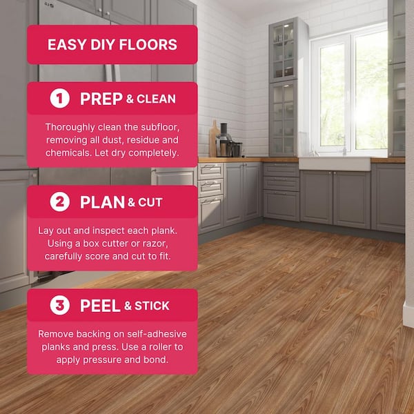 BaseCore Almond 12 MIL x 6 in. W x 36 in. L Peel and Stick Waterproof Luxury Vinyl Plank Flooring (54 sqft/case)