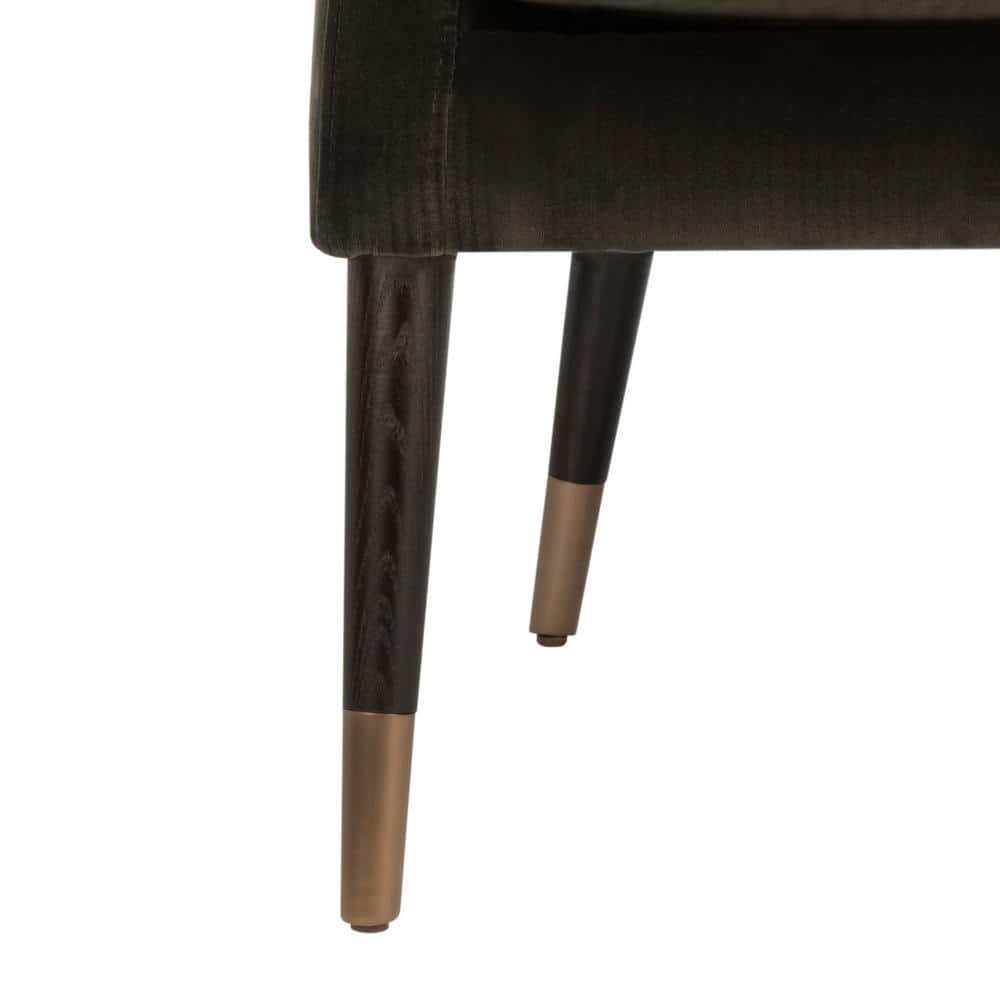 Black Velvet Transitional Arm Chair with Wood Legs