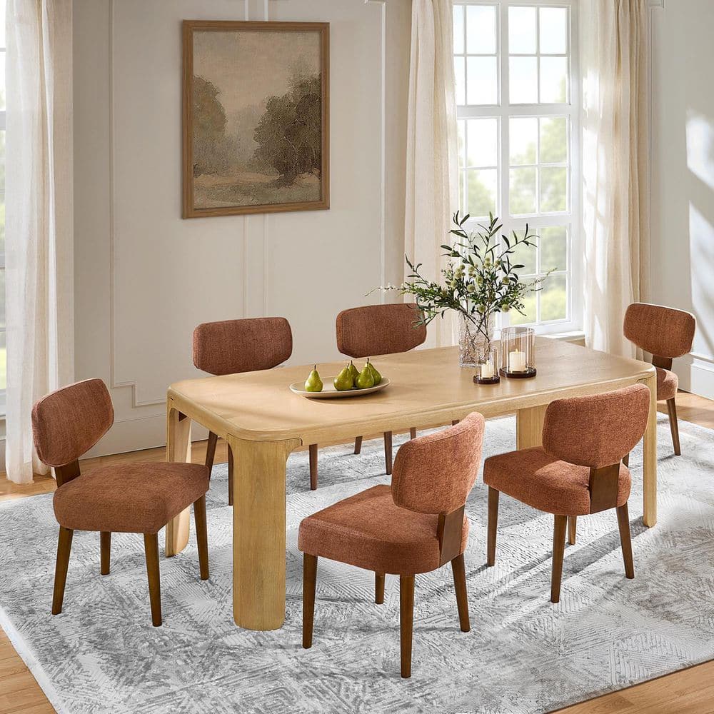 JAYDEN CREATION Lydia Caramel Polyester Dining Chair with Solid