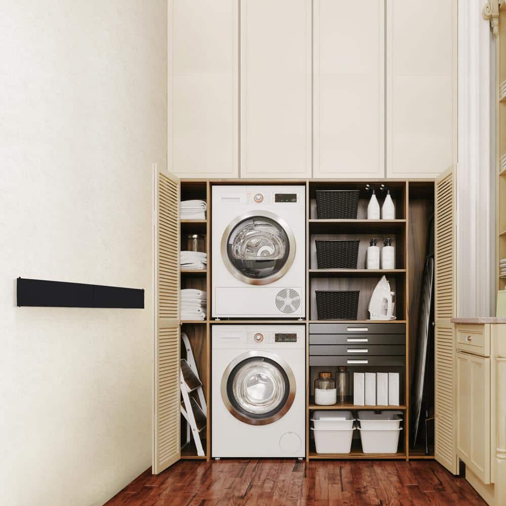 Industrial Gray 39.5" Wall Mounted Retractable Drying Rack