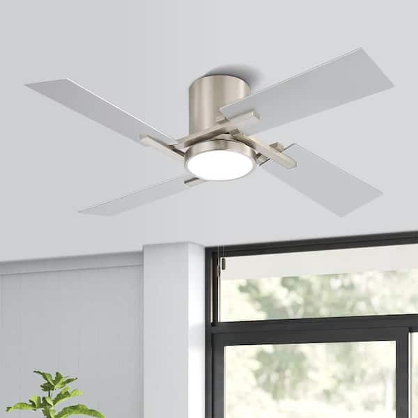 48Inch 4 Two-color Fan Blades Dc Motor Indoor Standard Ceiling Fan With Light Kit And Remote Nickel