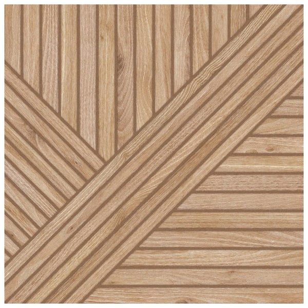 Merola Tile Tangram Wood Oak 8 in. x 8 in. Porcelain Floor and Wall Take Home Tile Sample