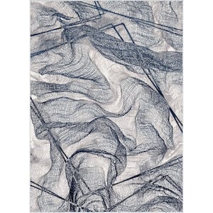 Cairo Gillian Blue 5 ft. 3 in. x 7 ft. 3 in. Modern Abstract Area Rug