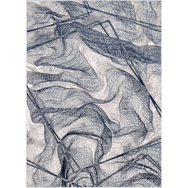 Well Woven Cairo Gillian Blue 5 ft. 3 in. x 7 ft. 3 in. Modern Abstract Area Rug