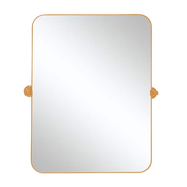 Lirago 24 in. W x 36 in. H Rectangular Metal Framed Pivoted Bathroom Wall Vanity Mirror in Gold (Set of 2)