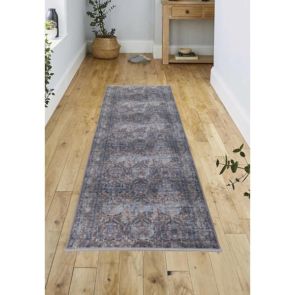 RugStylesOnline Custom Image Series Oriental Medallion Terra-Multicolor 26 in. W x 24 in. L Stair Runner 4.33 sq. ft.
