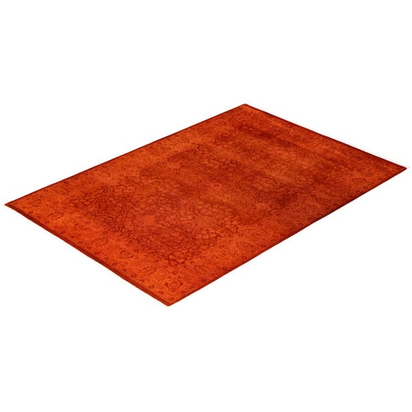 Fine Vibrance Orange 4 ft. x 6 ft. Solid Wool Indoor Area Rug