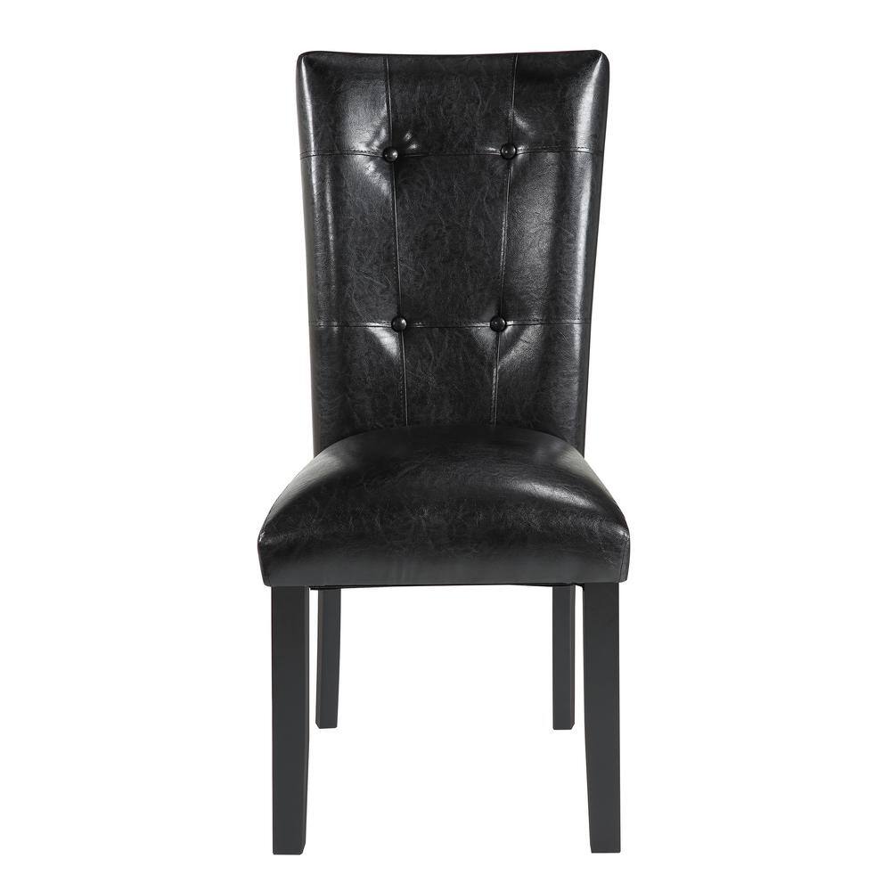 Black Faux Leather Upholstered Parsons Side Chair Set