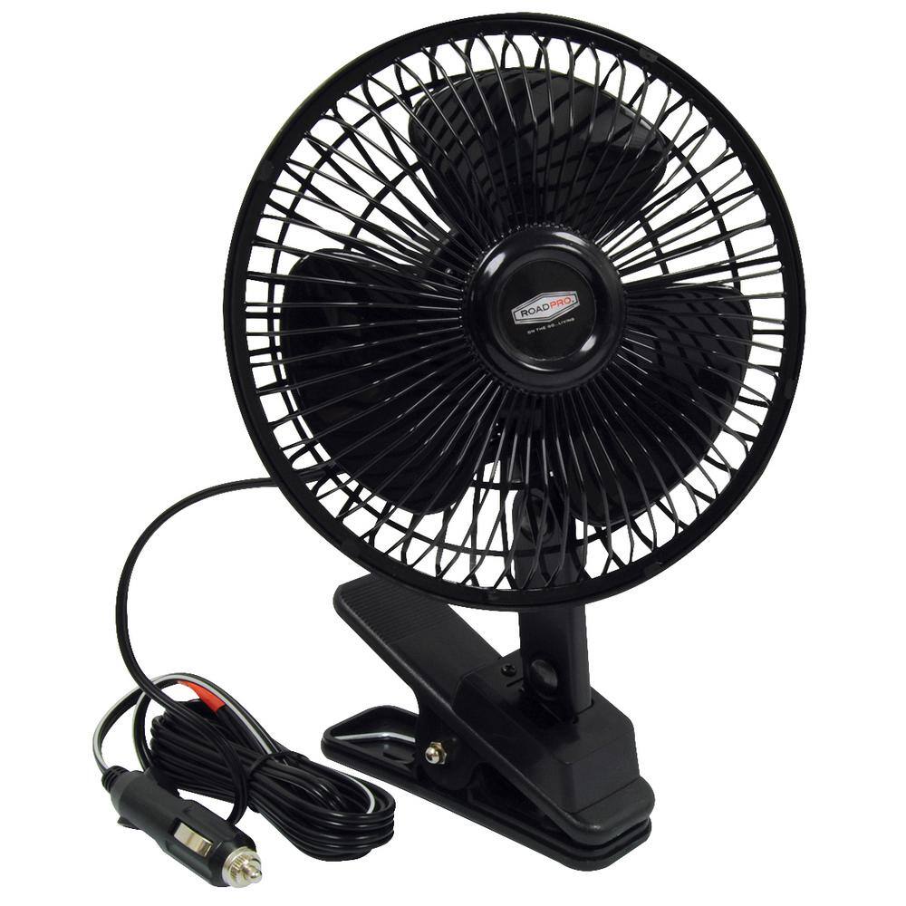 Black 7-Inch Plastic Oscillating Clip-On Personal Fan