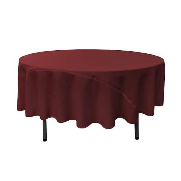 LA Linen 90 in. Round Burgundy Polyester Poplin Tablecloth