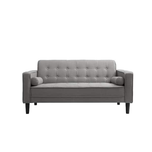 Unbranded Nolan 58 in. Gray Linen 2-Seater Loveseat with Square Arms