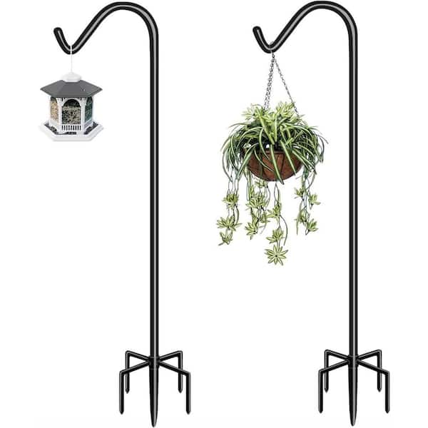 92 in. Tall Shepherd Hooks with 5-Forked Base Adjustable Heavy Duty Bird Feeder Pole (2-Pack)