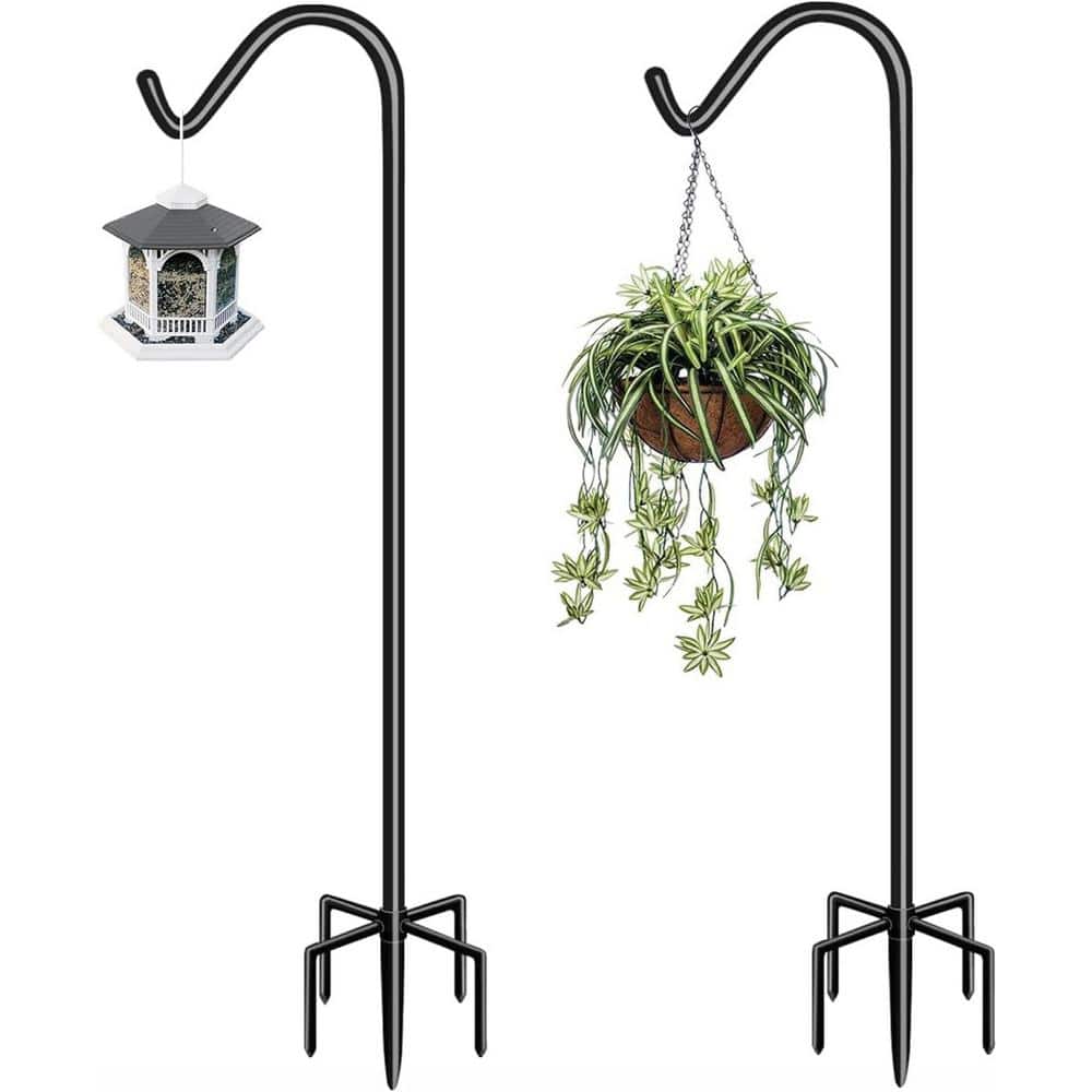 92 in. Tall Shepherd Hooks with 5-Forked Base Adjustable Heavy Duty Bird Fe