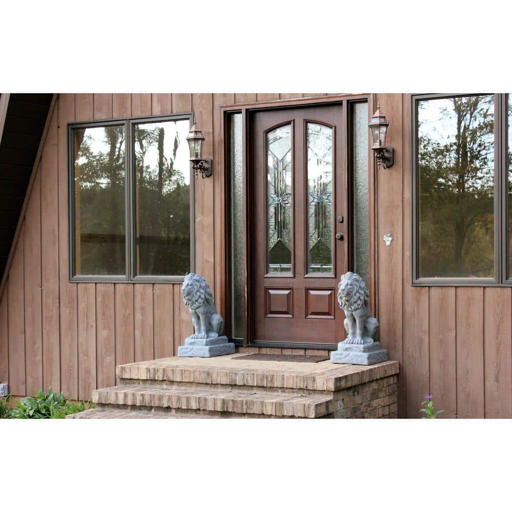 Guardian Lion 28" Natural Granite Resin Garden Statue