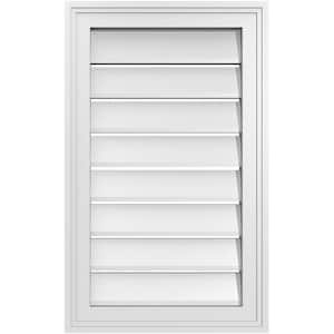 16 in. x 26 in. Vertical Surface Mount PVC Gable Vent: Functional with Brickmould Frame