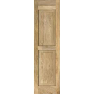 12 in. W x 48 in. H Americraft 2-Equal Raised Panel Exterior Real Wood Shutters Pair in Unfinished