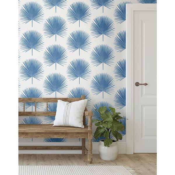 Seabrook Designs 56 sq. ft. Coastal Blue Palm Fronds