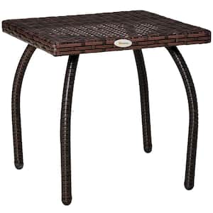 PE Wicker Side Table, Small Square Rattan End Table, All-Weather Material Coffee Table for Garden, Balcony