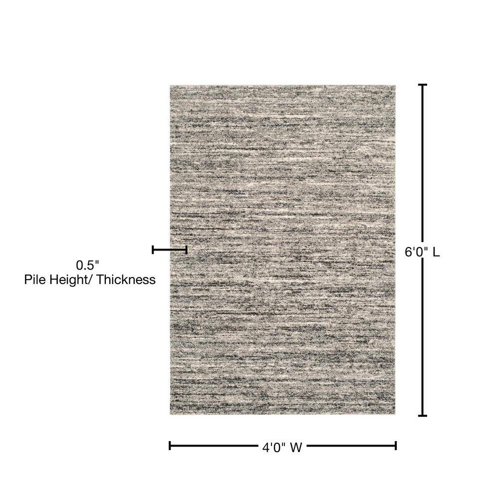 Ivory and Grey Abstract Synthetic Area Rug