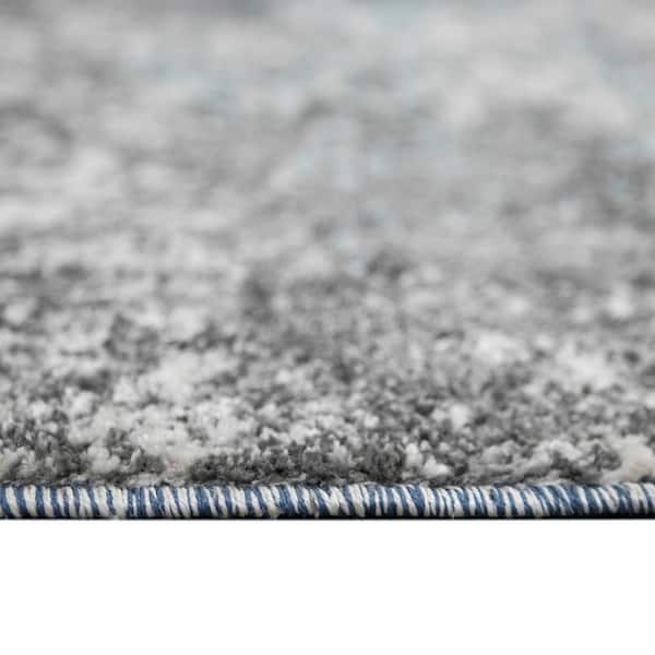 Yasmin 9 x 12 Gray/Light Blue Abstract Pattern Area Rug for High Traffic Living Room Dining Room Bedroom